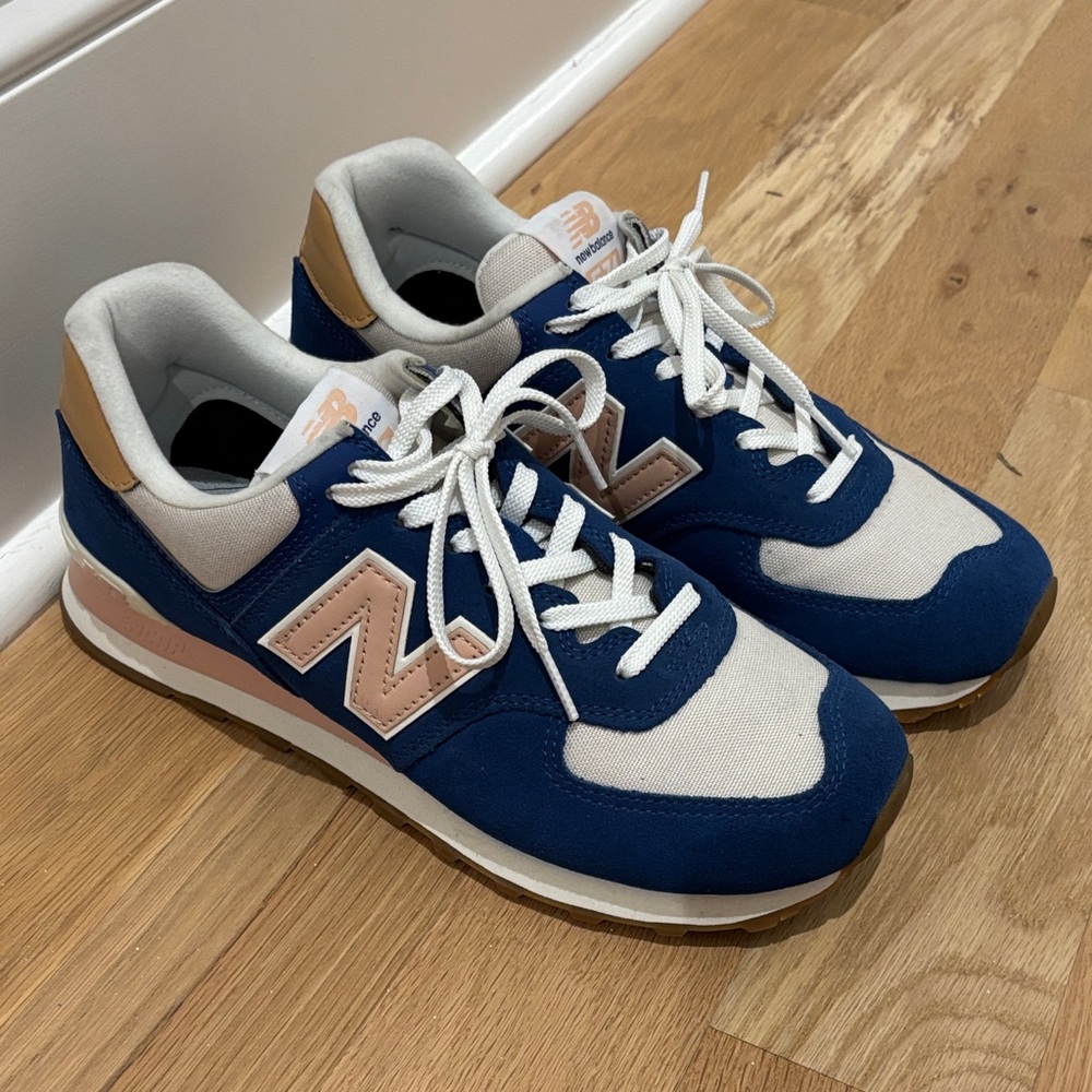 New Balance Navy Blue Pink and White Retro Runner Sneakers